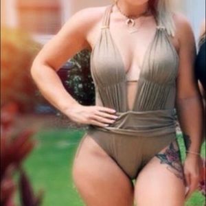 Beautiful gold whole piece cut out bathing suit!